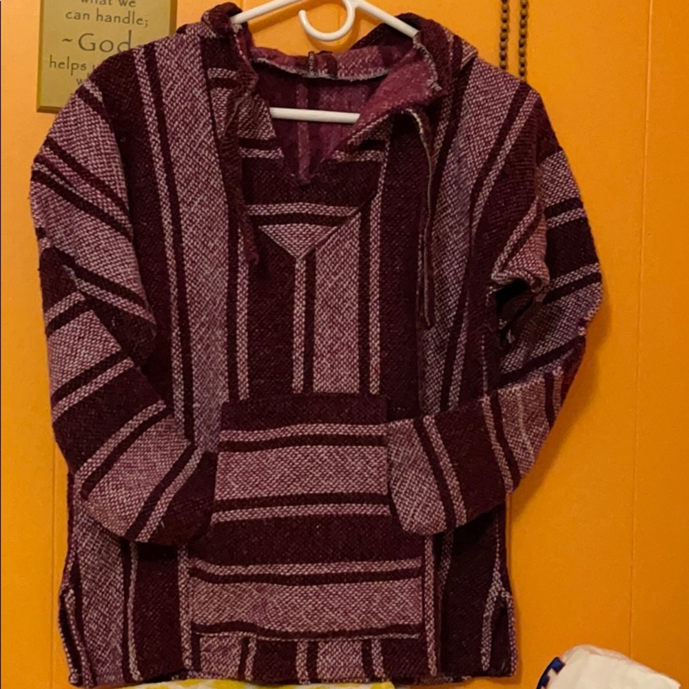 Maroon & white poncho hoodie
